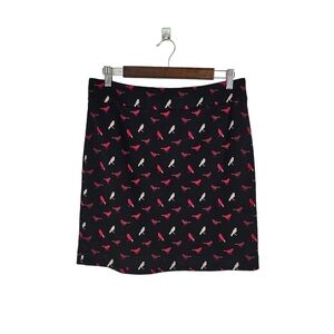 Vivienne Tam Red White Bird Print Mini Skirt Sz 10